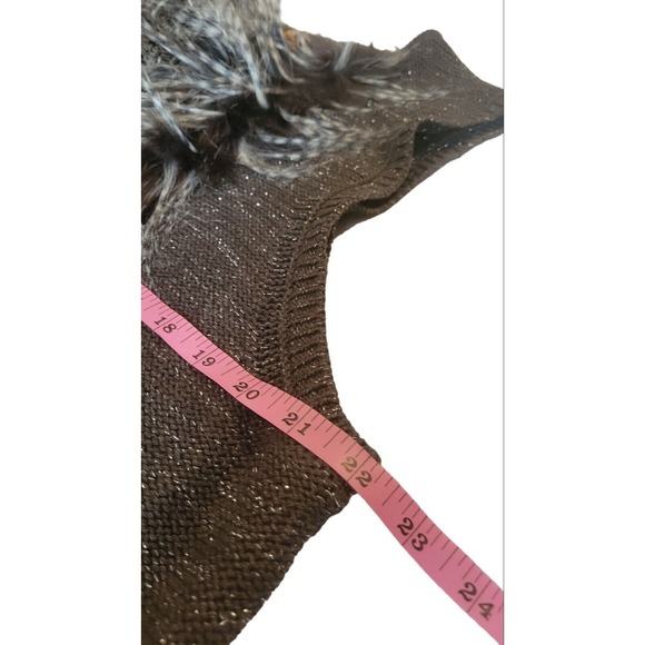 Ruby Rd. Womens Bonne Soiree Faux Fur Trimmed Sweater Vest GunMetal Size Large - Picture 6 of 7